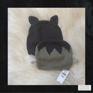 Baby Gap Halloween Knit Hat Bundle - Cat & Frankenstein- NWT - 0-3 months